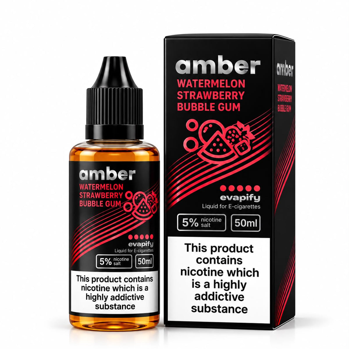 Amber Salt 50ml 50mg - Watermelon Strawberry Bubblegum