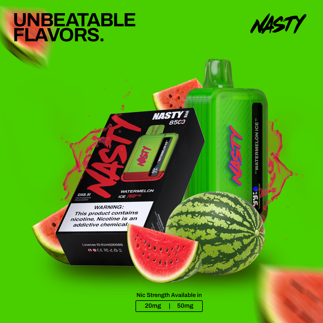 NASTY BAR 8500 PUFFS 2% WATERMELON ICE SKOLLX VAPE NASTY BAR 8500 PUFFS 2% WATERMELON ICE SKOLLX VAPE