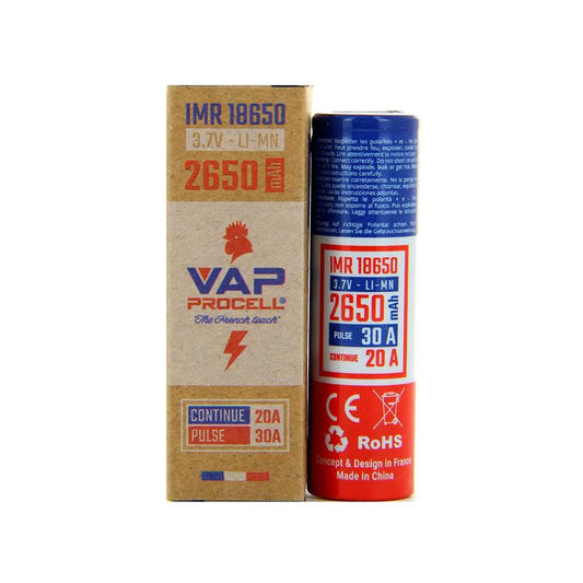 Accus Vap Procell IMR 18650 Power 2650 Mah