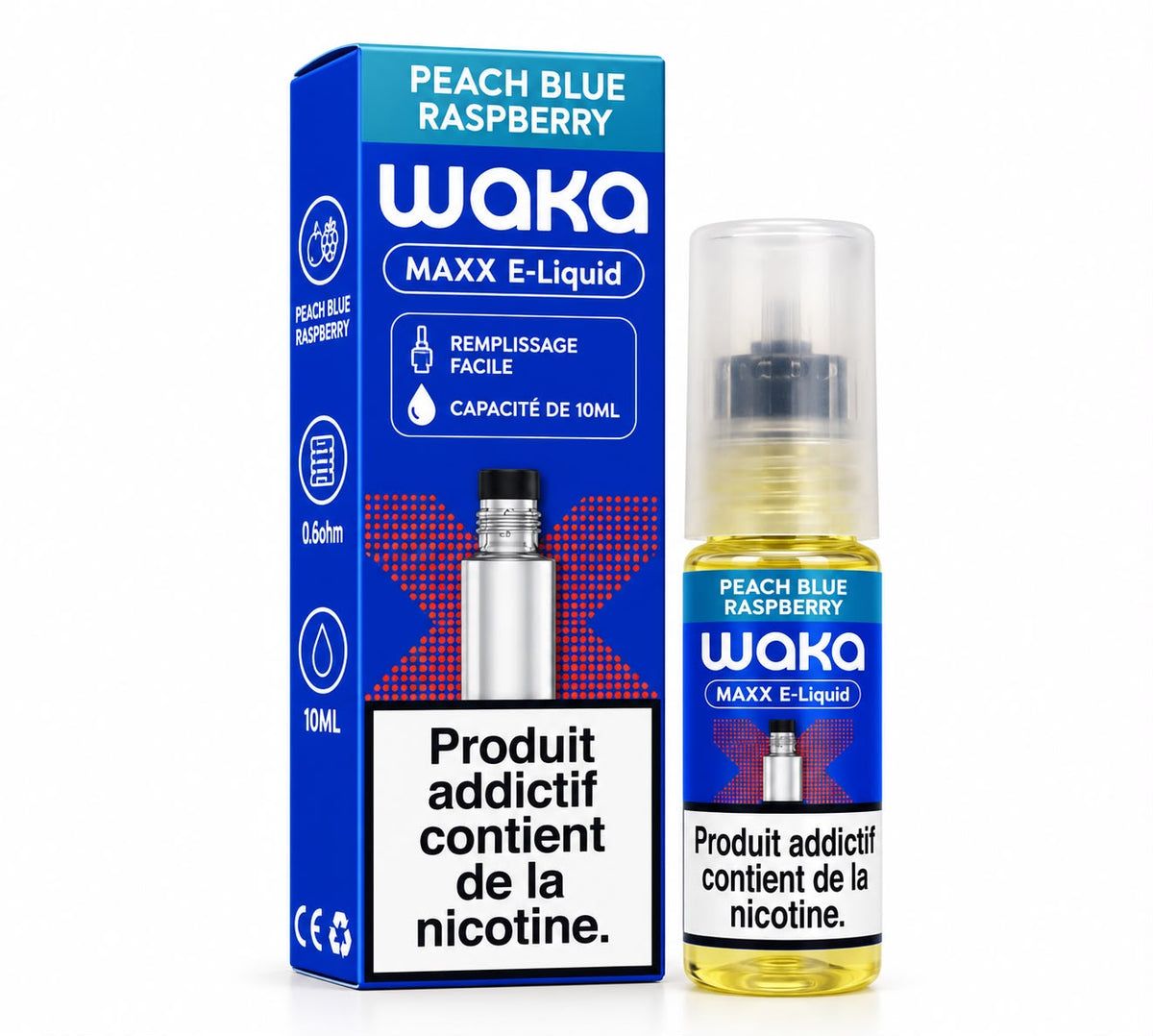 WAKA MAXX E-LIQUIDE 10ML - PEACH BLUE RASPBERRY