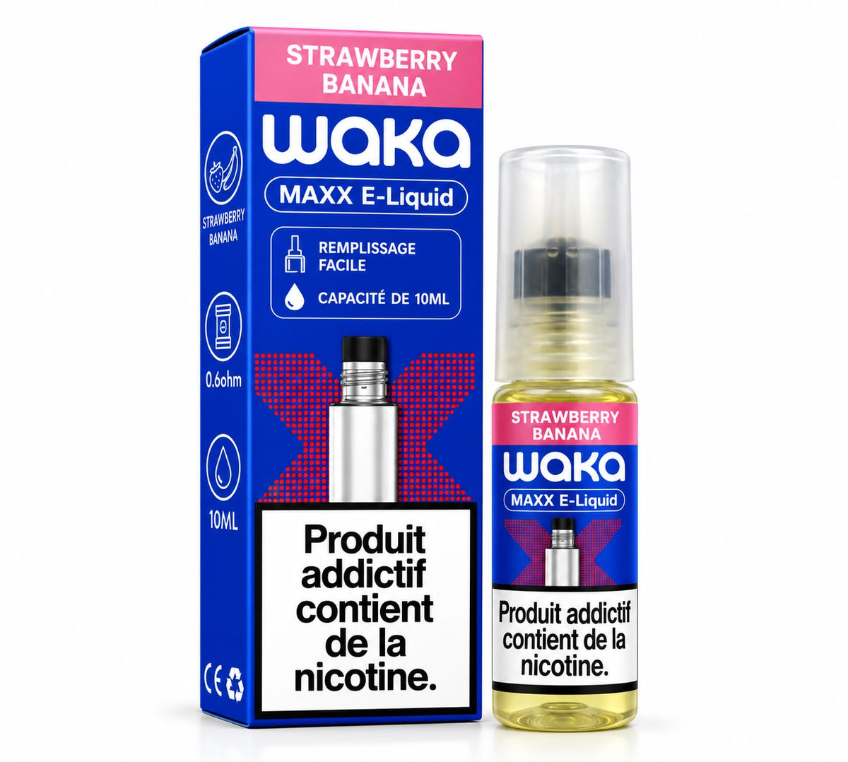 WAKA MAXX E-LIQUIDE 10ML - STRAWBERRY BANANA